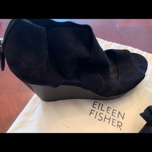 Black Suede Eileen Fisher Wedge Sandal